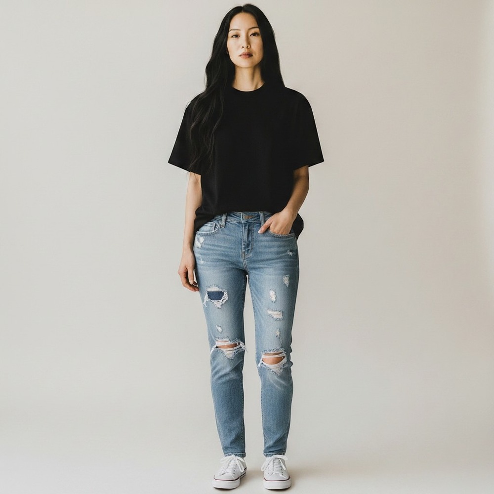 Judy Blue Skinny Fit Jeans Women 7/28 Blue Distressed‎ Ripped JB82125LT